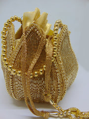 Wristlet Golden Bridal Potli Bag