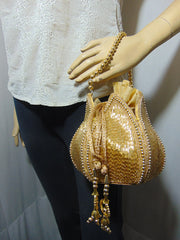 Wristlet Golden Bridal Potli Bag