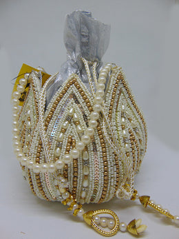 Wristlet Golden & silver sequence Bridal Potli Bag