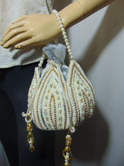 Wristlet Golden & silver sequence Bridal Potli Bag
