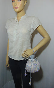Wristlet Golden & silver sequence Bridal Potli Bag