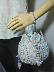 Wristlet Golden & silver sequence Bridal Potli Bag