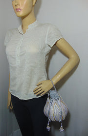 pearl golden &silver bead Bridal Potli Bag