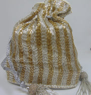 silver golden bead Bridal Potli Bag