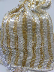 silver golden bead Bridal Potli Bag