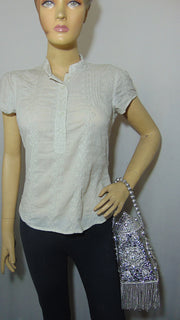 Women gift Silver Metal bag Bridal Clutch