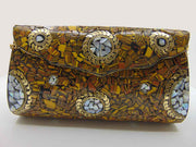 Rectangle golden Mosaic Box Clutch Bag