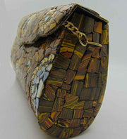 Rectangle golden Mosaic Box Clutch Bag