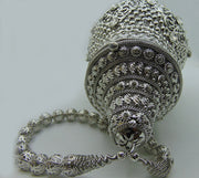 Metal mesh Crystals and rhinestones clutch bag