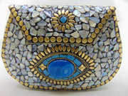 sea shell Multi Mosaic Heart design clutch bags