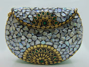 seashell Mosaic metal clutch bag