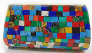 Multicolor Mosaic stone metal square bag