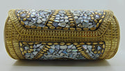 Cylinder Round Stone Metal bag clutch