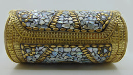 Cylinder Round Stone Metal bag clutch