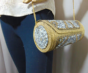 Cylinder Round Stone Metal bag clutch