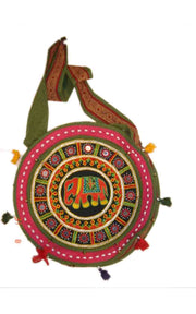 ROUND ELEPHANT PATCHWORK SHOULDER BAG