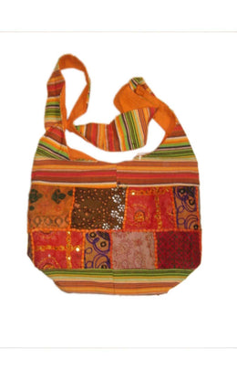 PATCHWORK ETHNIC SHOULDER BAG WITH SHELL