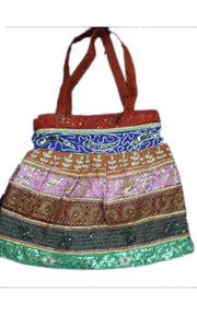 SKIRT STYLE SEQUENCE BORDER ETHNIC BAG(GLITTER BAG )