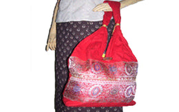 SARI BORDER CANVAS SHOULDER BAG