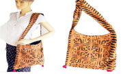 STONE WASH FABRIC SHOULDER BAG