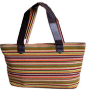 LEATHER HANDLE COTTON HANDLOOM LADIES BAG