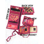 JUTE FABRIC WALLET WITH MOBIE POCKET