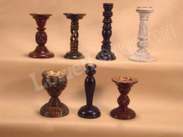 WOODEN CANDLESTICK  HOLDER