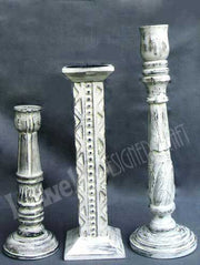 PILLAR WOODEN CANDLESTICK  HOLDER