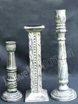 PILLAR WOODEN CANDLESTICK  HOLDER