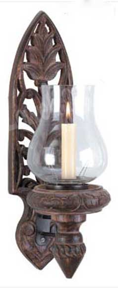 WALL HANGING WOOD CANDLESTICK  HOLDER