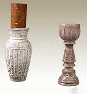 POT SHAPE WOODEN CANDLESTICK  HOLDER