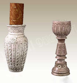 POT SHAPE WOODEN CANDLESTICK  HOLDER