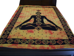 CHAKRA SYMBOL TAPESTRY WALL HANGING TIE DYE BEDDING