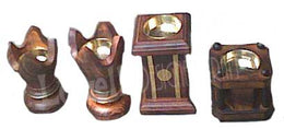 LARGE WOODEN & BRASS CHARCOAL INCENSE CONE BURNER HOLDER WARMER
