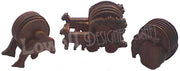 HAND CARVED WOODEN COASTER SET WITH CART