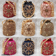 Multi color Floral Embroidery Drawstring Gift Bag
