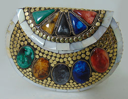 Round Metal stud resin clutch party bag