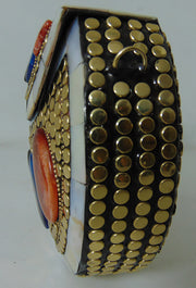 Round Metal stud resin clutch party bag