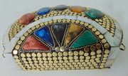 Round Metal stud resin clutch party bag