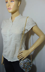 Round Mop Inlay Resin Clutch Purse