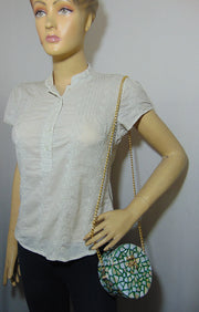 Round Mop Inlay Resin Clutch Purse