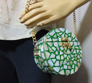 Round Mop Inlay Resin Clutch Purse