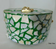 Round Mop Inlay Resin Clutch Purse