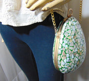 Ballon shape Mop Inlay Resin Clutch Purse