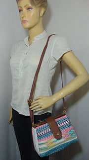 Ikat design and Vegan Leather Shoulder Bag