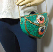 Green Mosaic clutch purse bag