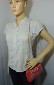 Rectangle Mosaic Metal Box Clutch Bag