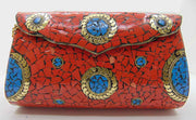 Rectangle Mosaic Metal Box Clutch Bag