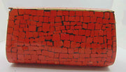 Rectangle Mosaic Metal Box Clutch Bag