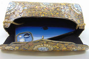 Rectangle golden Mosaic Box Clutch Bag